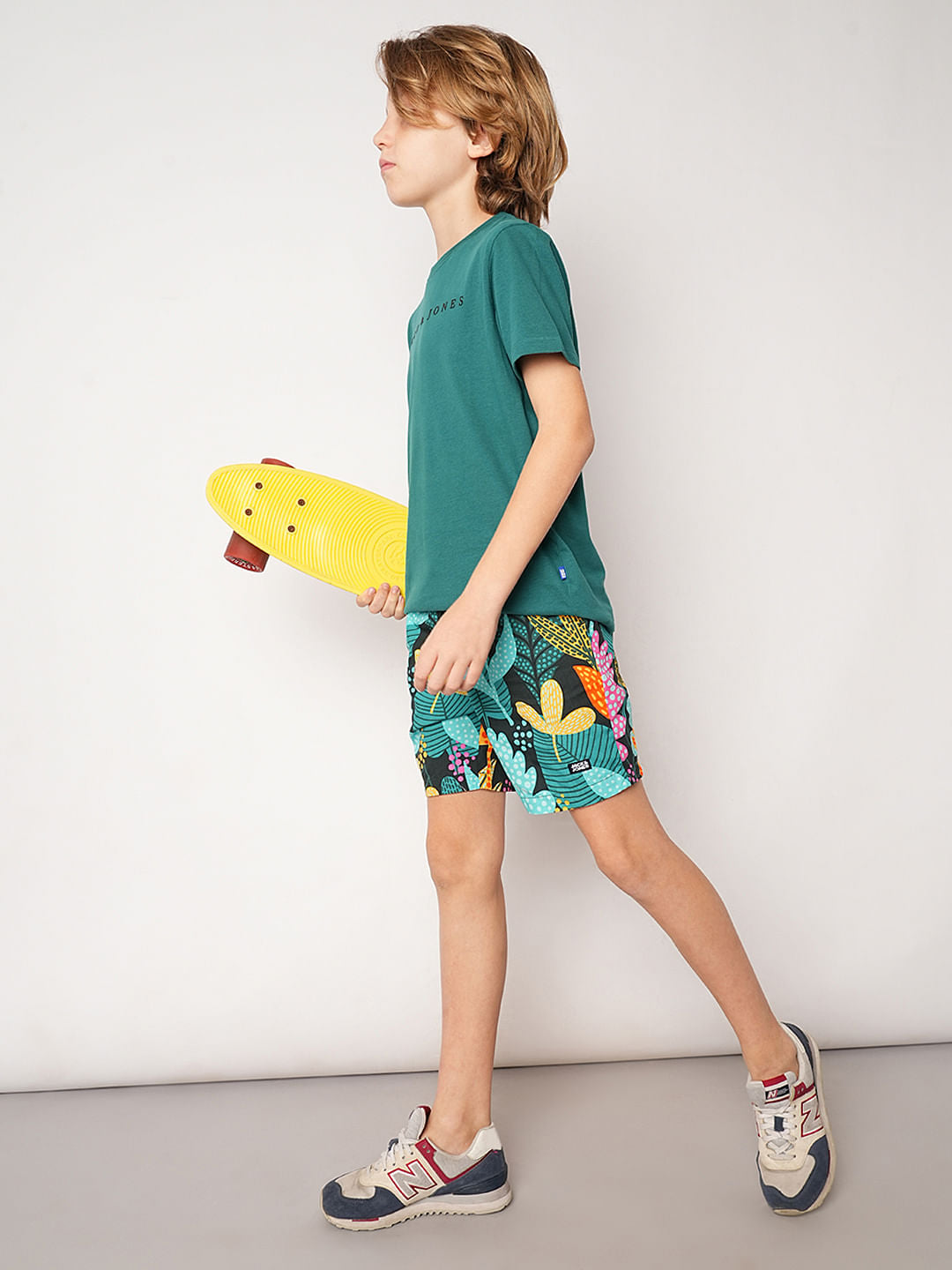 Green Tropical Print Shorts