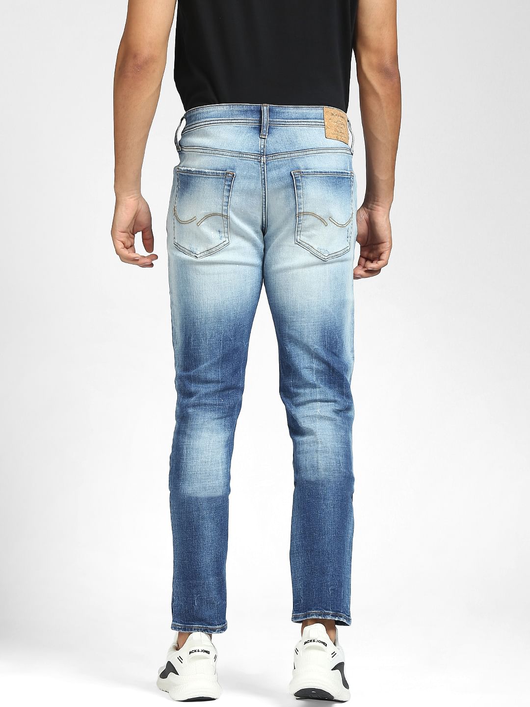 Blue Low Rise Ripped Skinny Fit Jeans