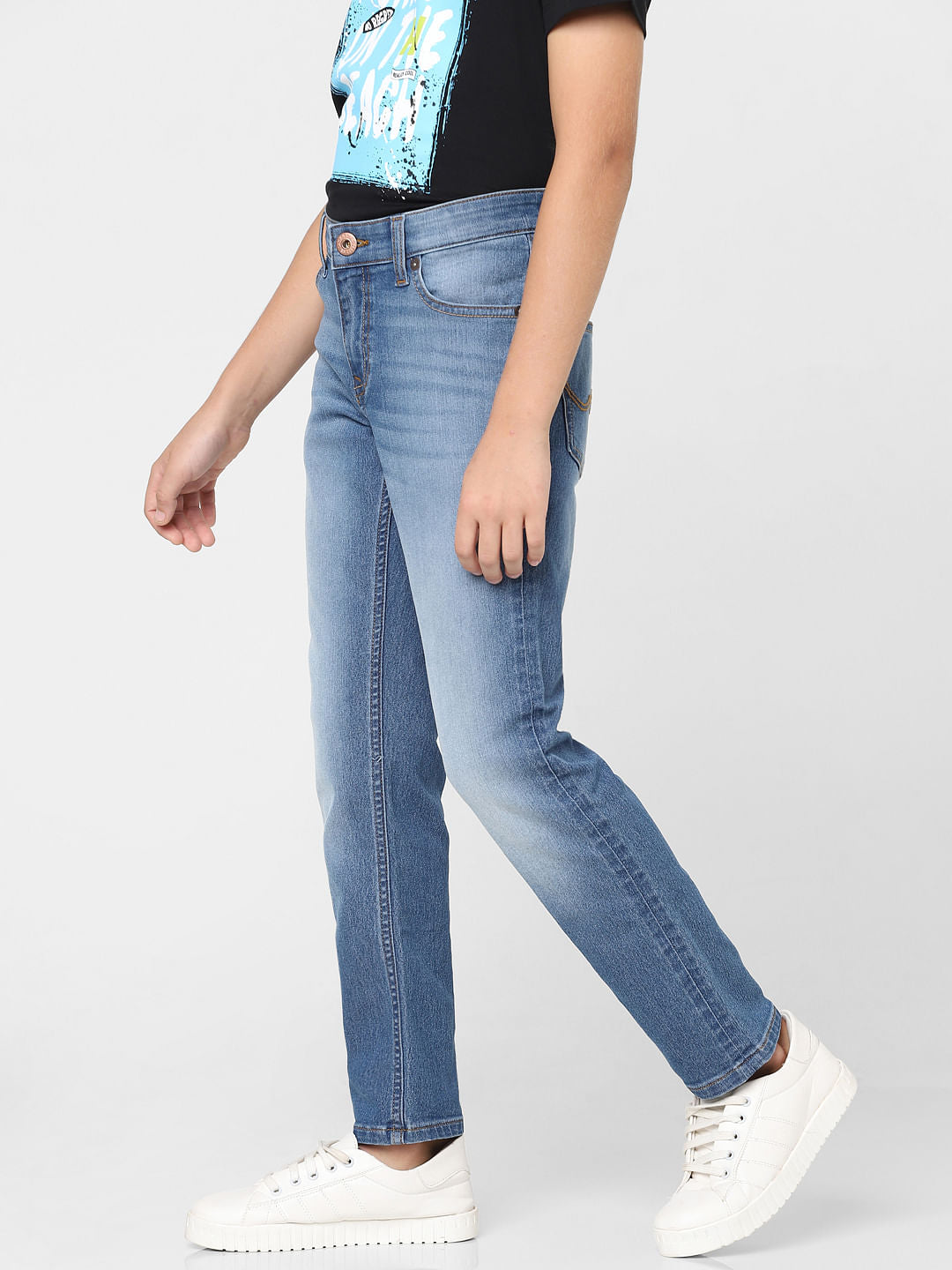 Boys Blue Mid Rise Regular Fit Jeans