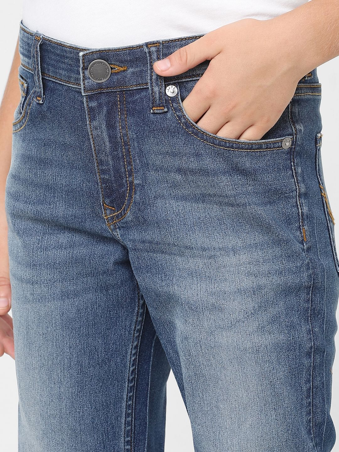 Boys Blue Mid Rise Regular Fit Jeans