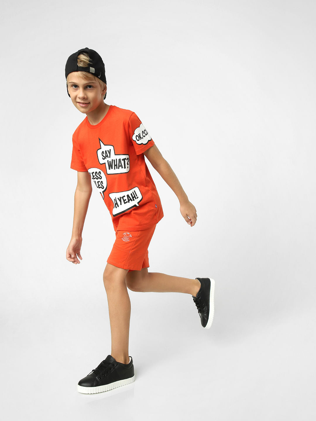 Boys Red Cotton Sweatshorts