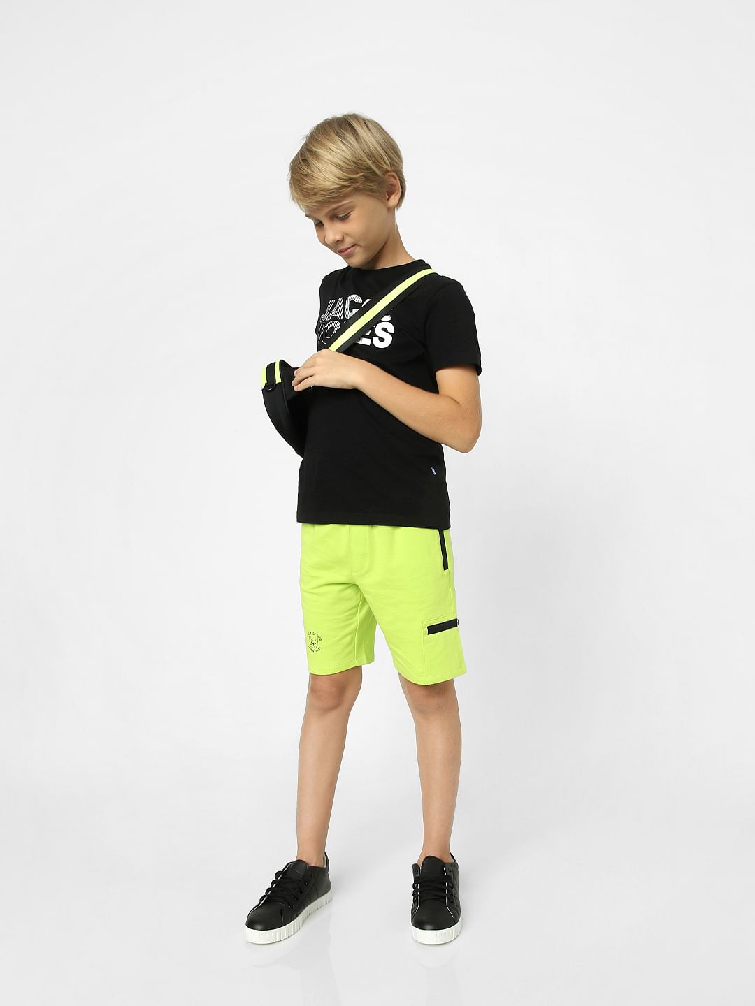 Boys Green Cotton Sweatshorts
