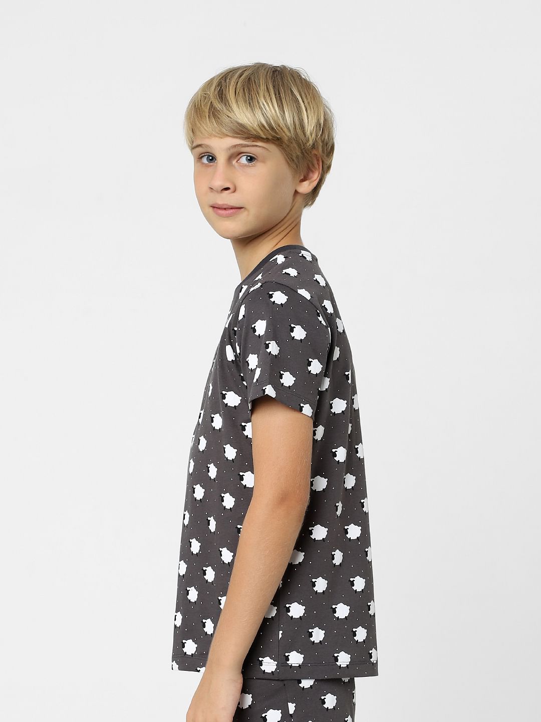 Boys Grey T-shirt & Shorts Sleepwear Set