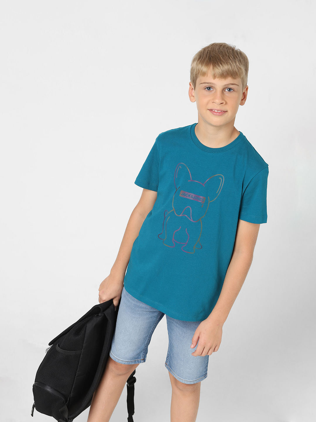 Boys Green Logo Print T-shirt