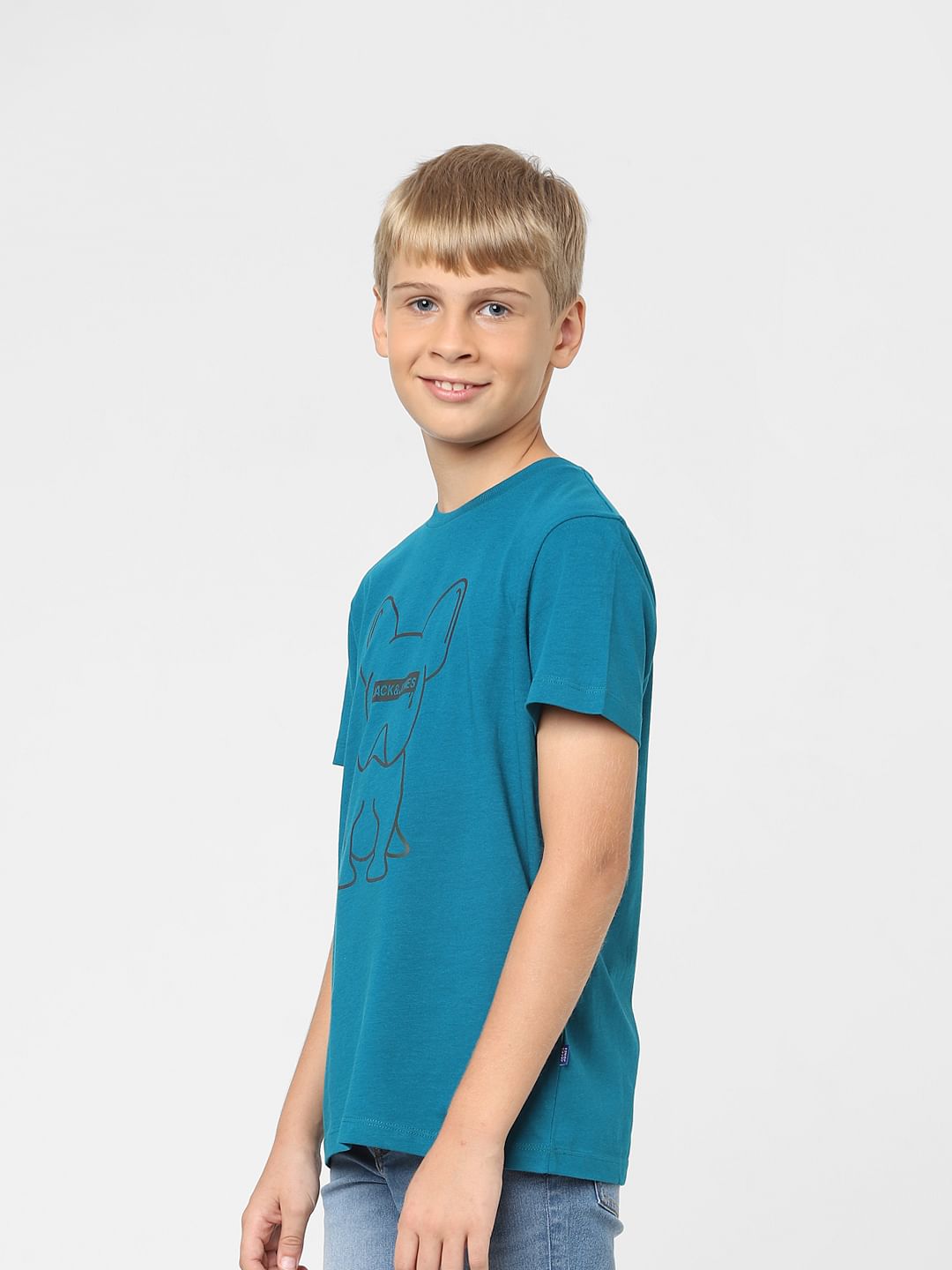 Boys Green Logo Print T-shirt