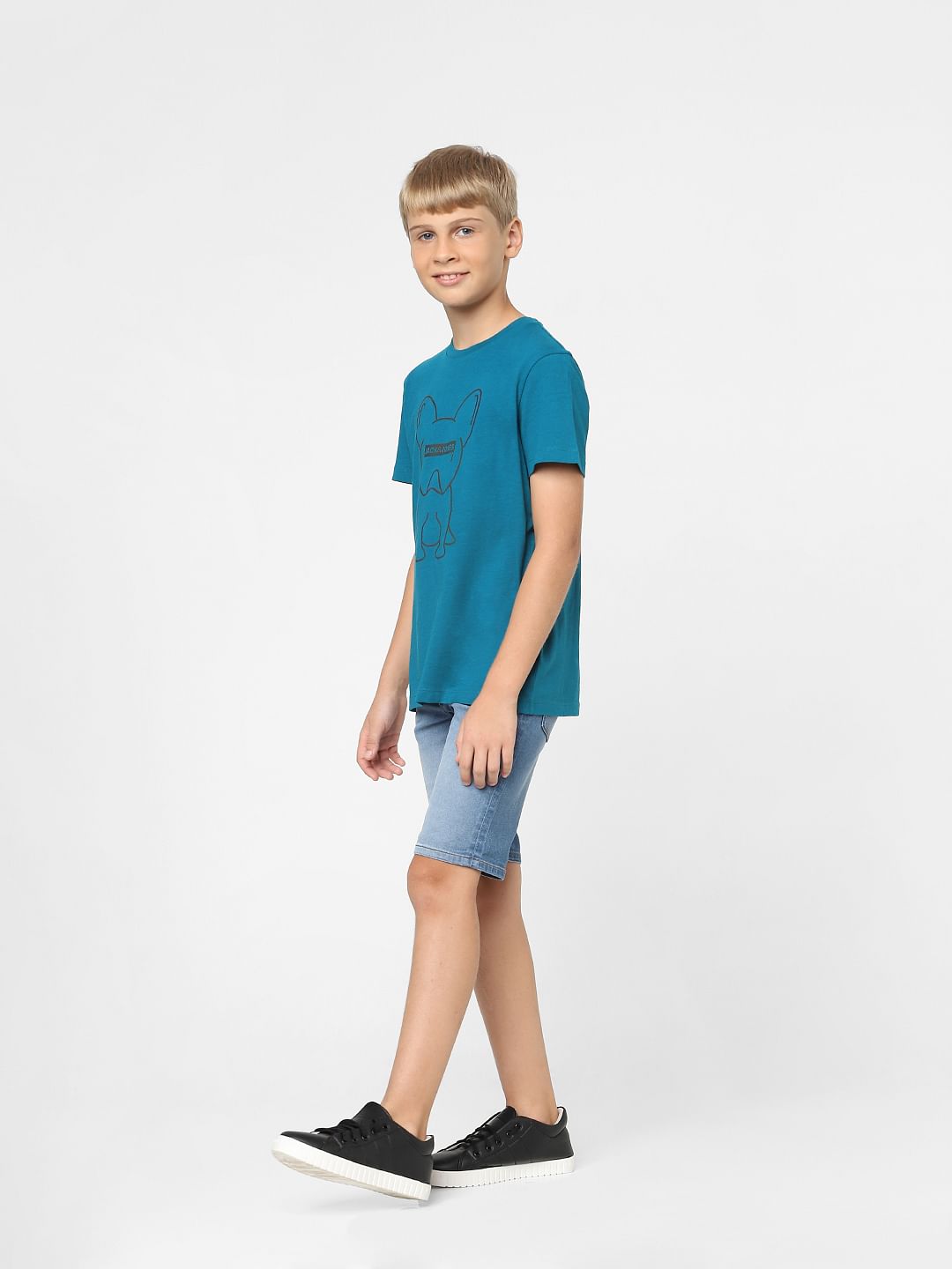 Boys Green Logo Print T-shirt