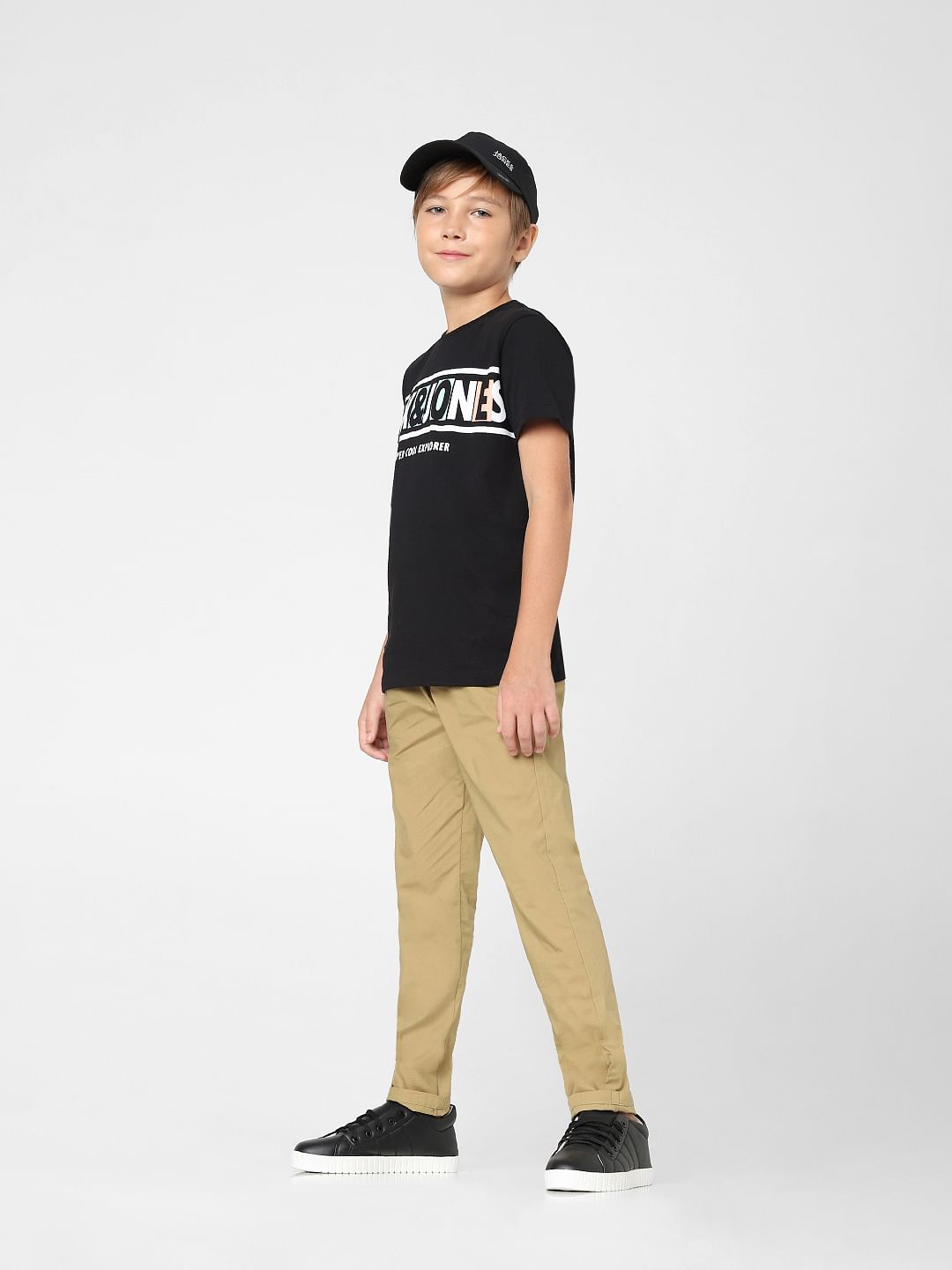 BOYS Beige Mid Rise Panelling Pants