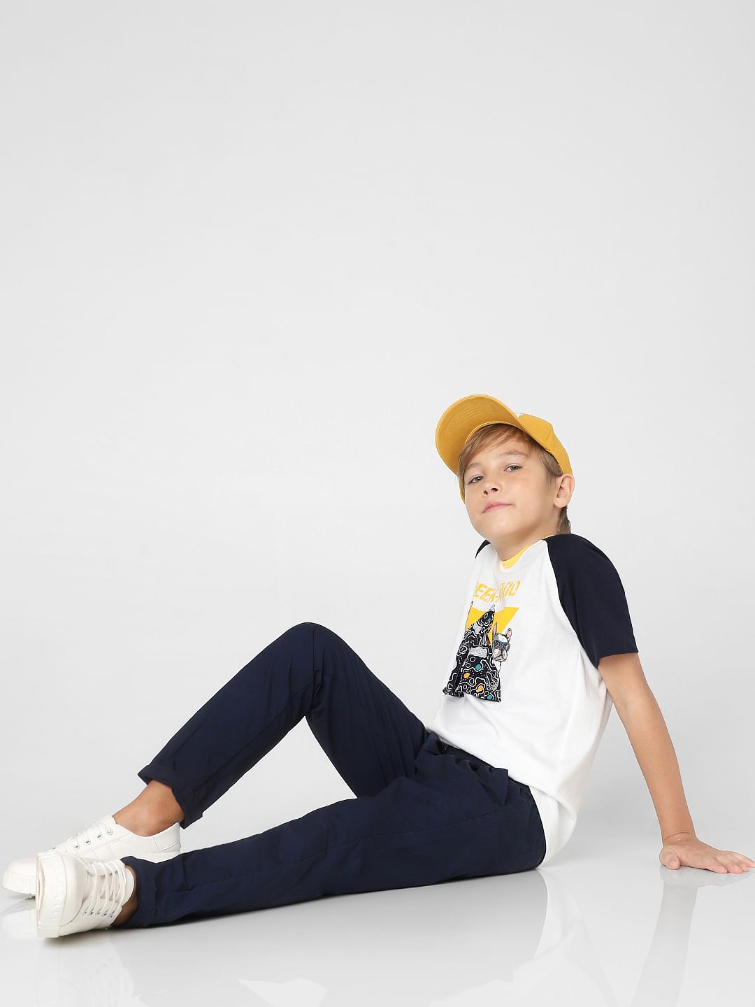 BOYS Blue Mid Rise Panelling Pants