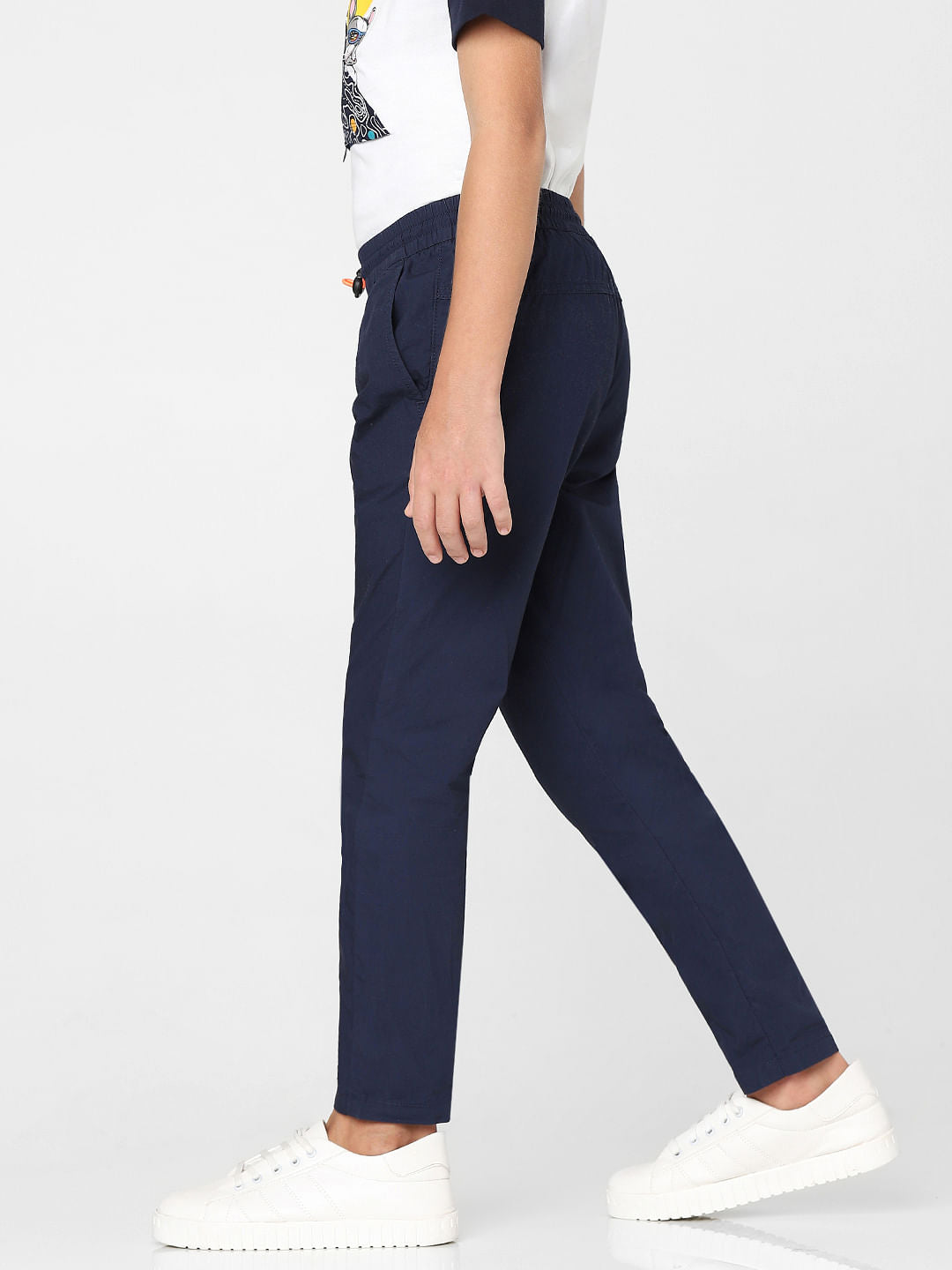 BOYS Blue Mid Rise Panelling Pants