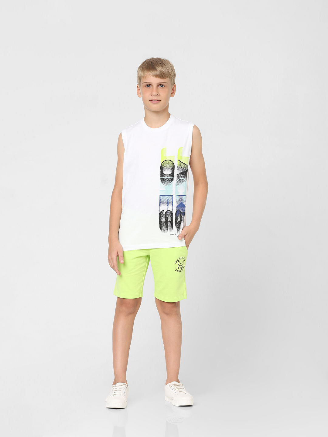 Boys White Sleeveless T-shirt