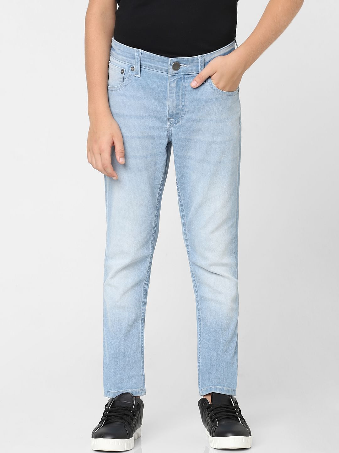 Boys Light Blue Mid Rise Glenn Slim Jeans