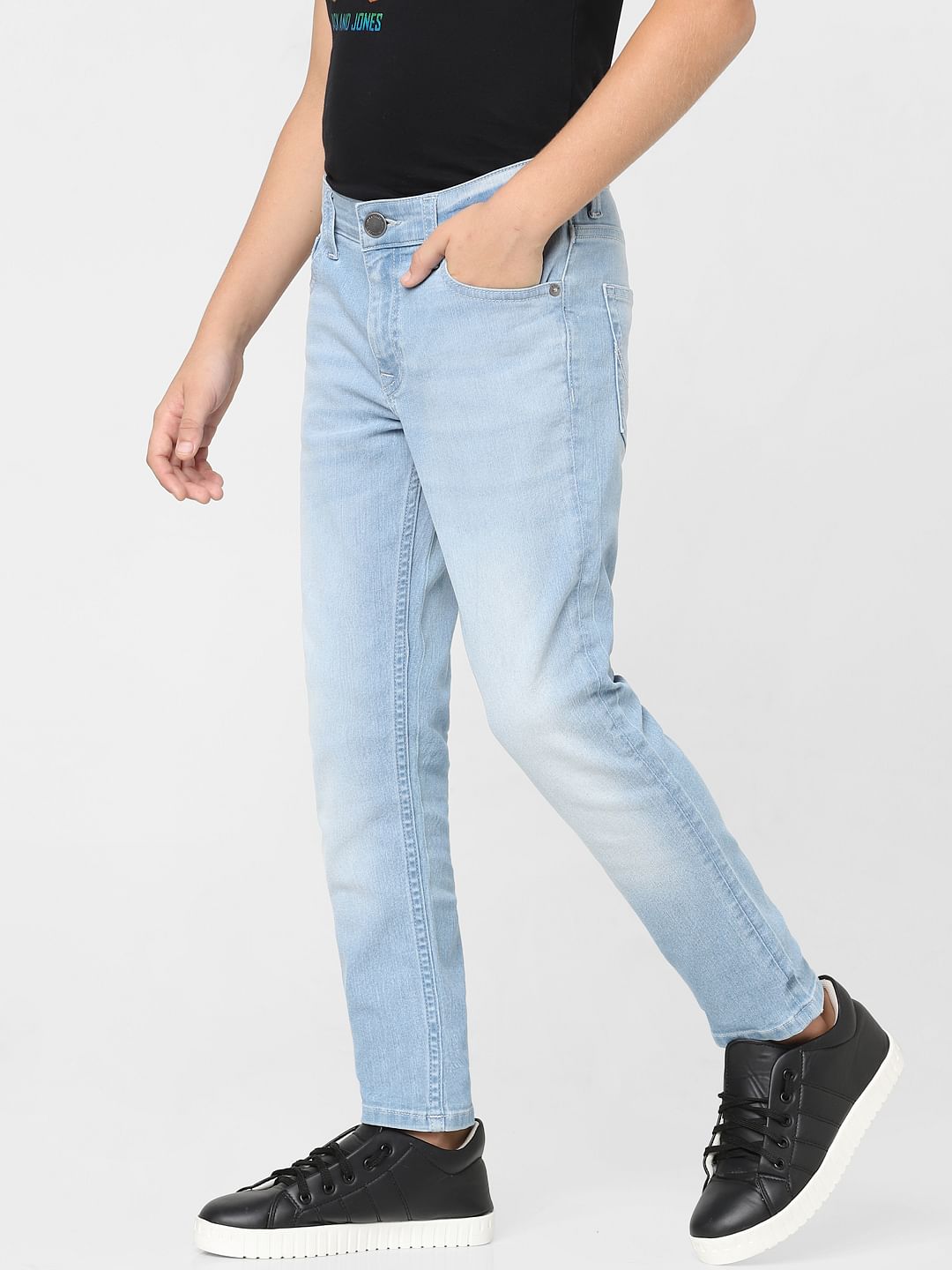 Boys Light Blue Mid Rise Glenn Slim Jeans