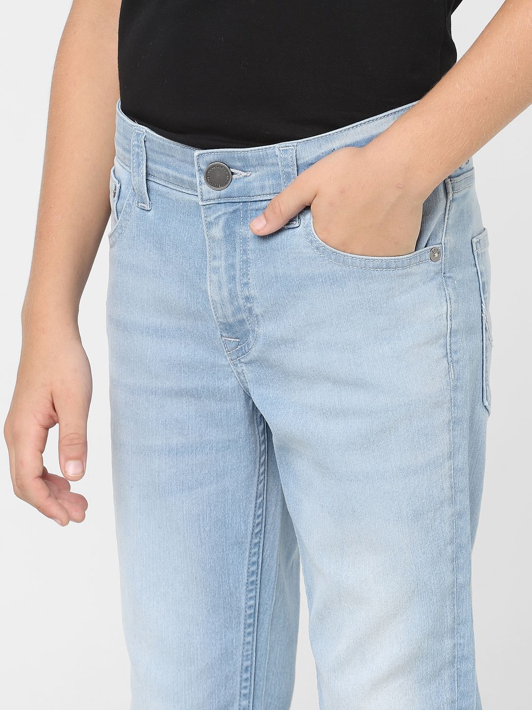 Boys Light Blue Mid Rise Glenn Slim Jeans