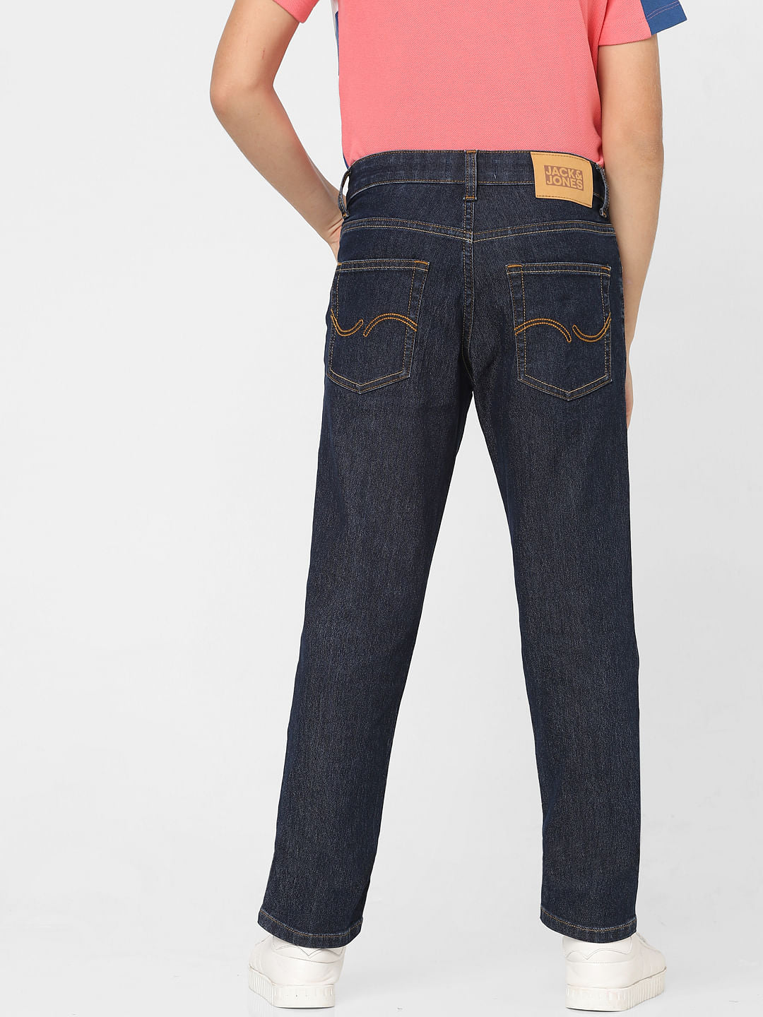 Boys Dark Blue Mid Rise Slim Fit Jeans