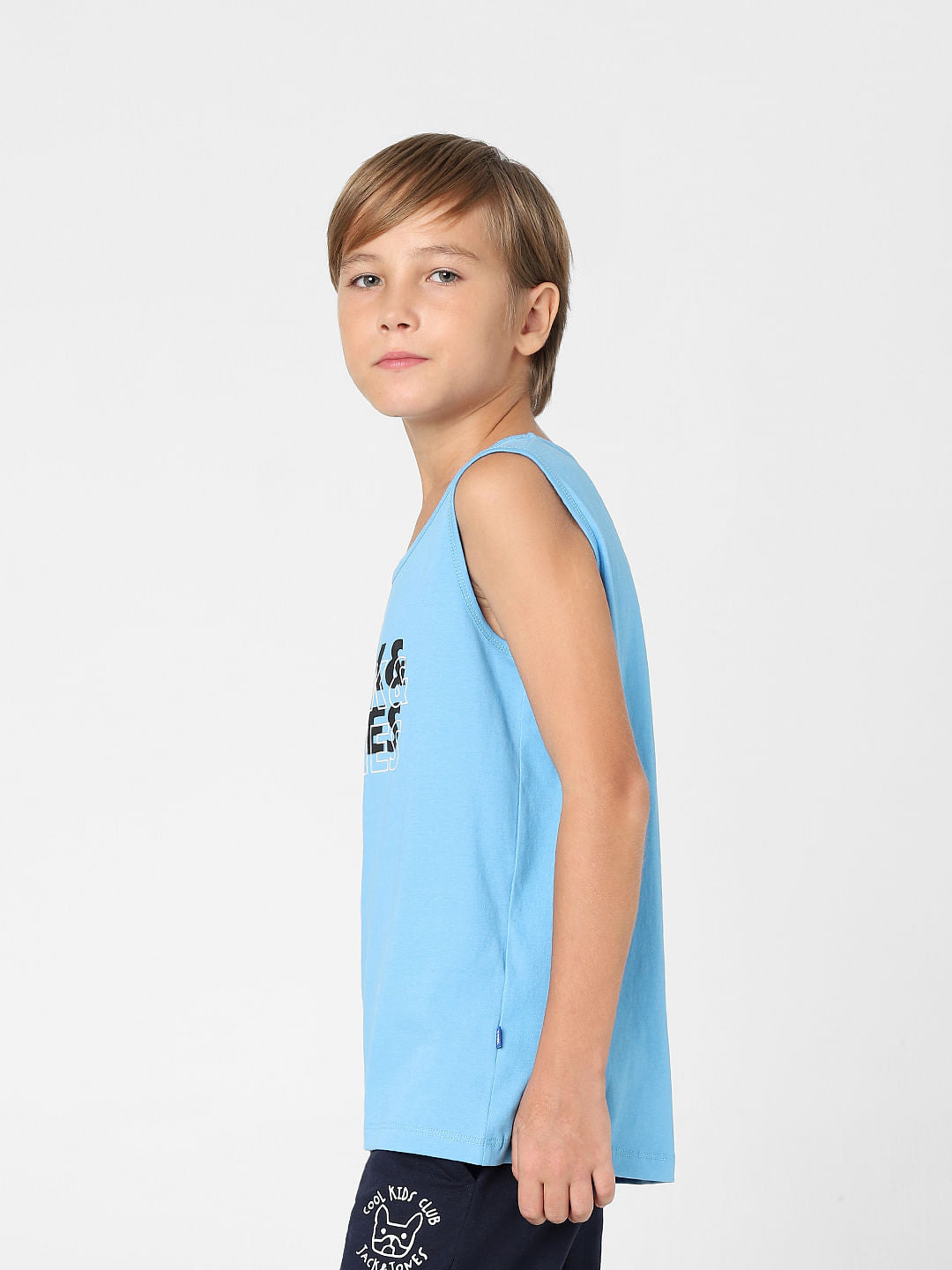 BOYS Blue Logo Print T-shirt Vest
