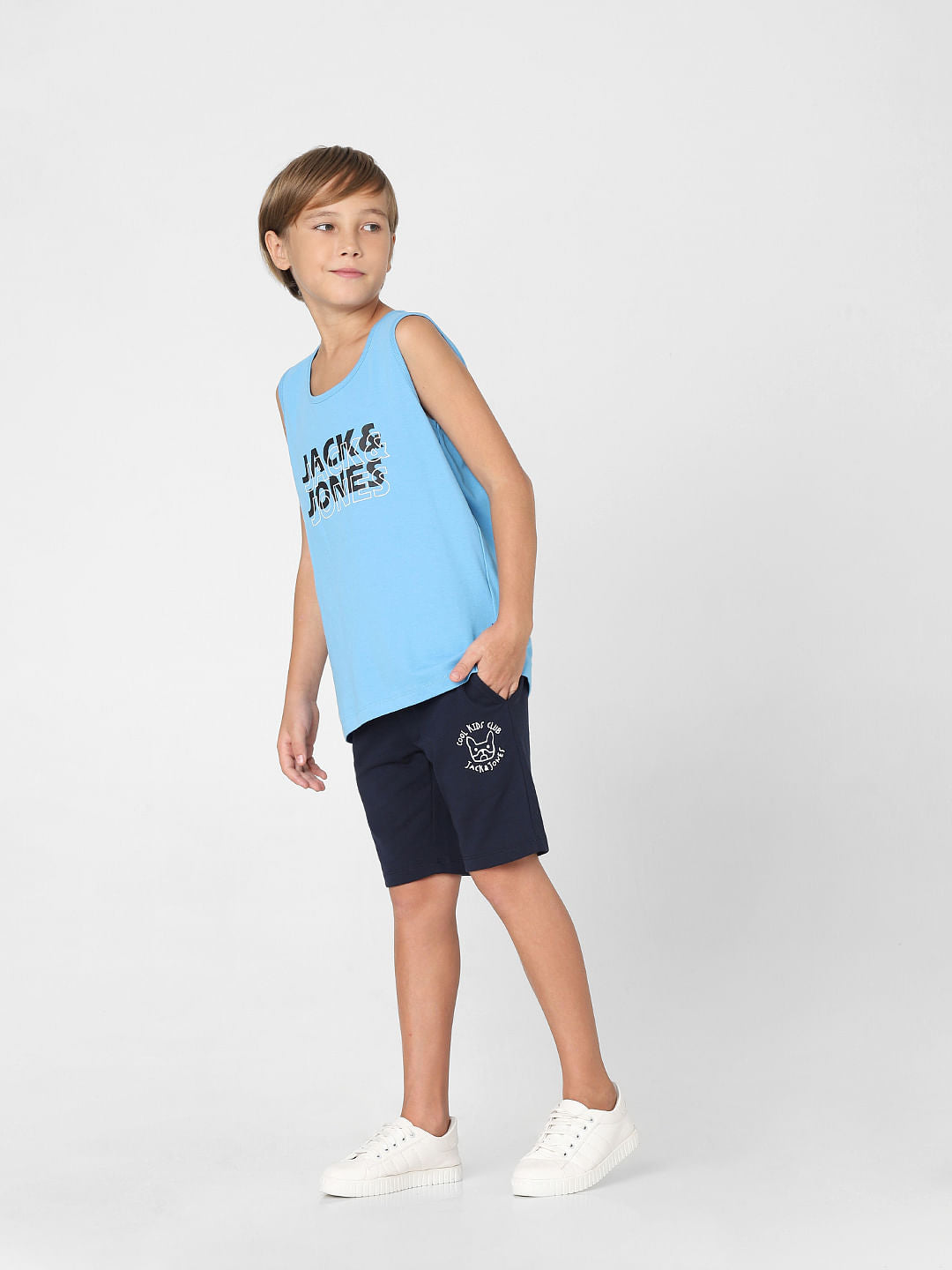 BOYS Blue Logo Print T-shirt Vest