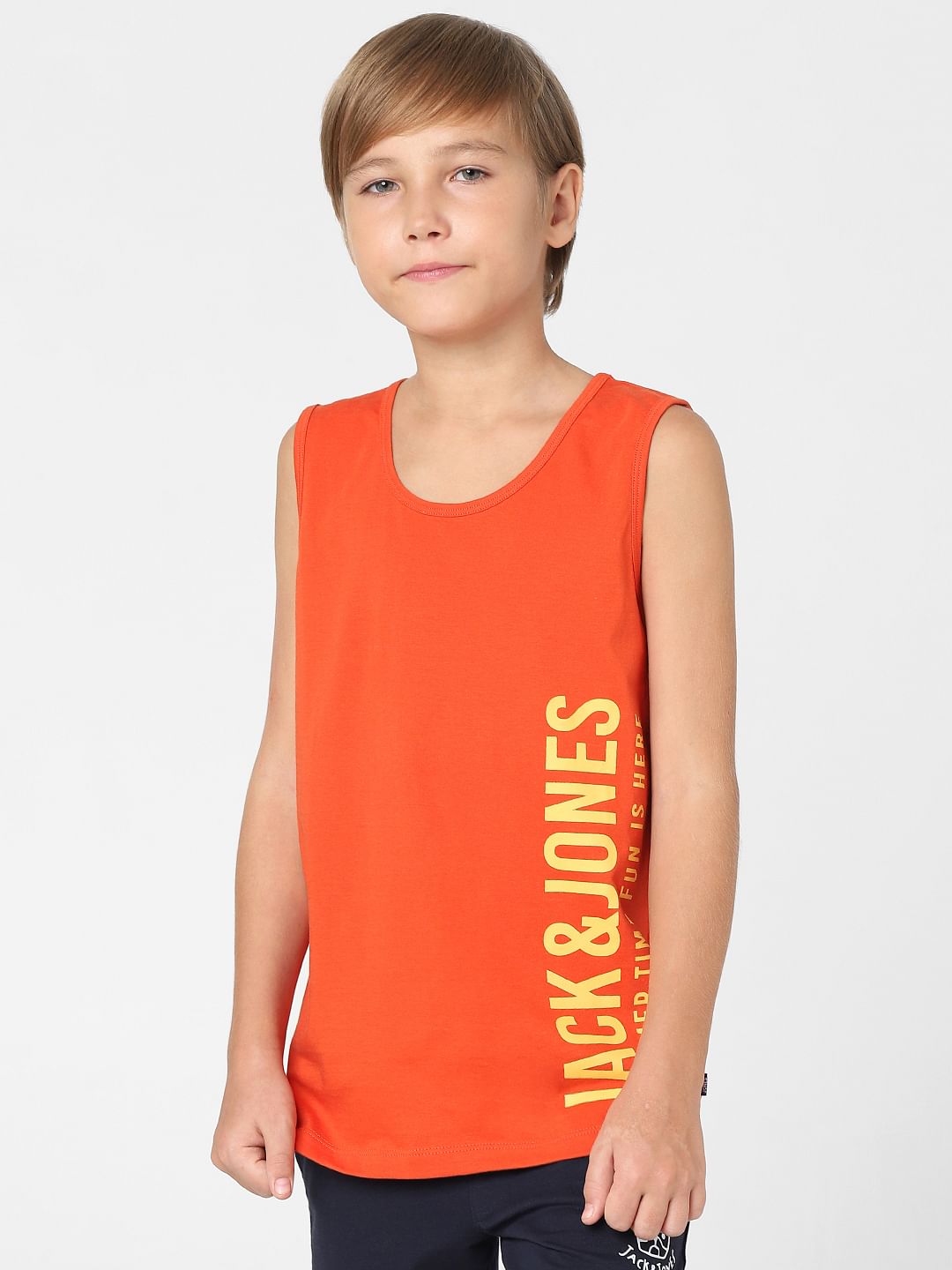BOYS Red Logo Print T-shirt Vest