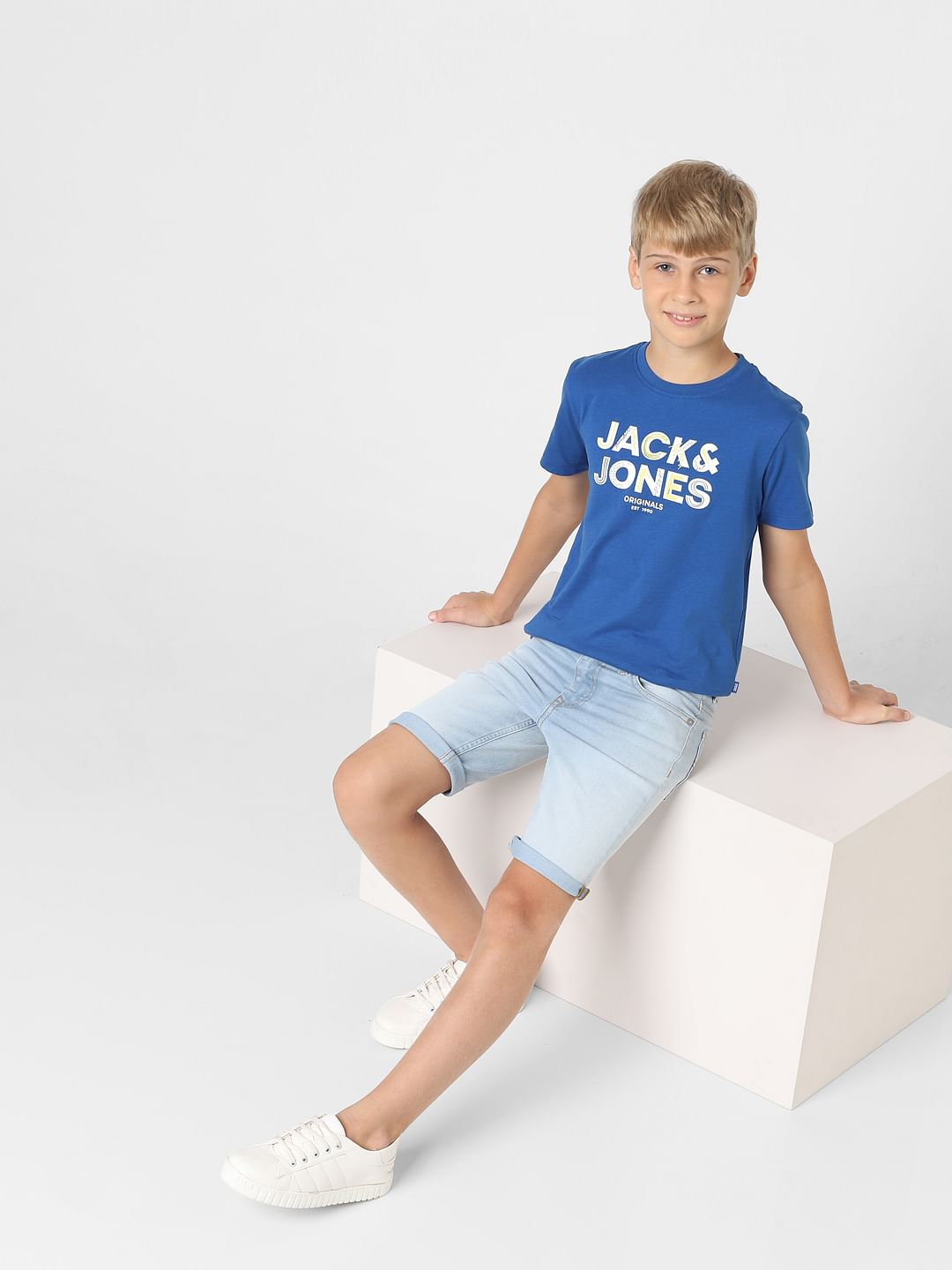 Boys Blue Mid Rise Denim Shorts