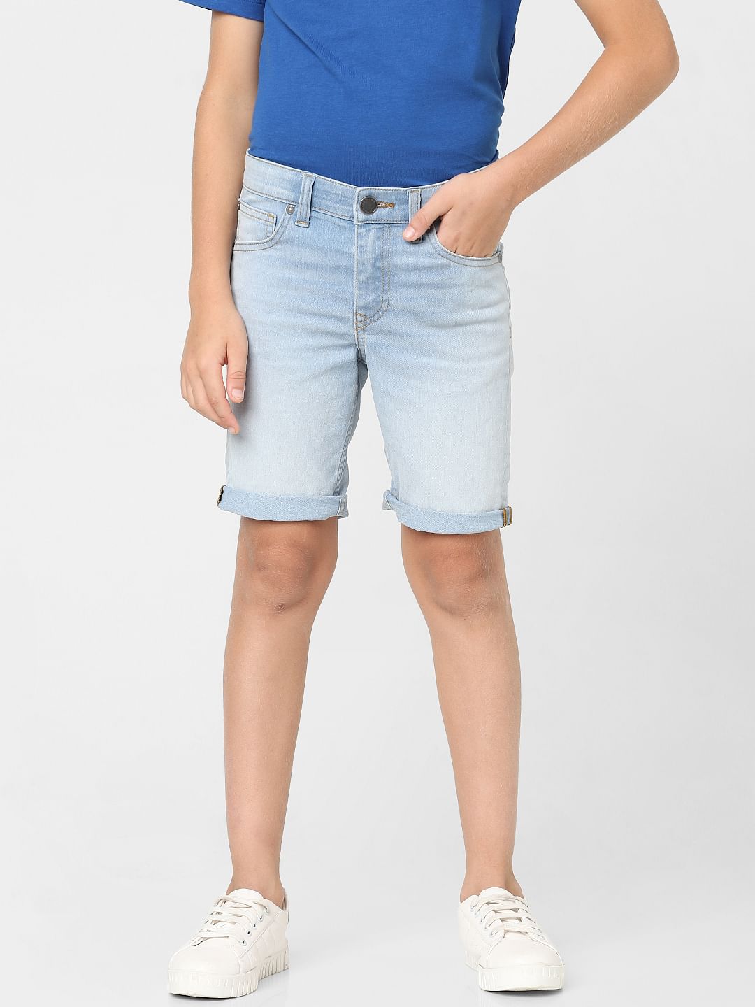 Boys Blue Mid Rise Denim Shorts