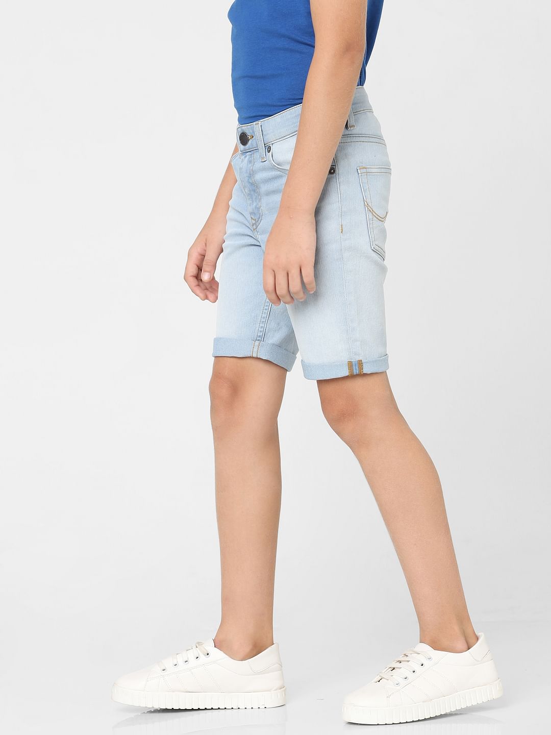 Boys Blue Mid Rise Denim Shorts