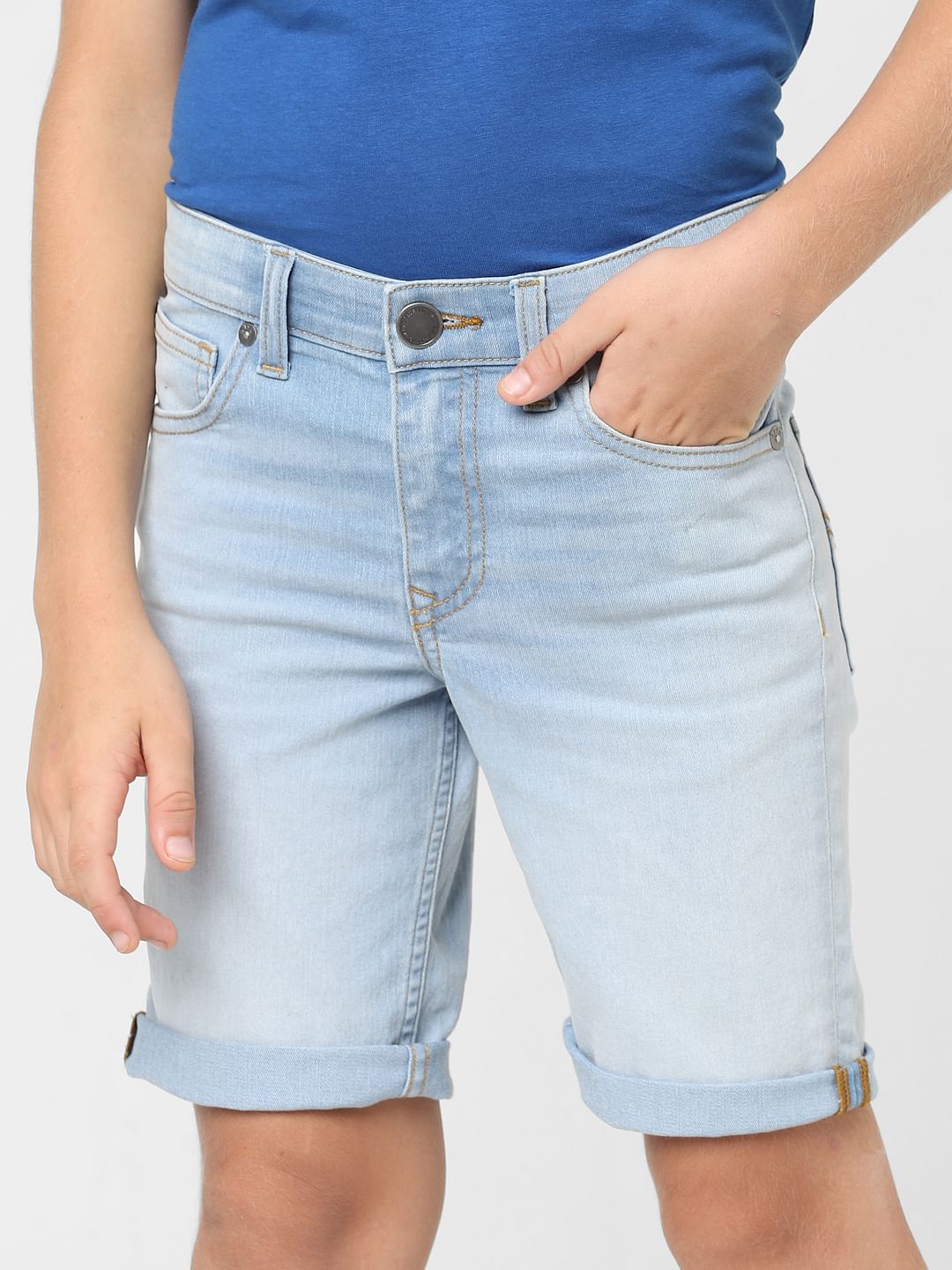 Boys Blue Mid Rise Denim Shorts