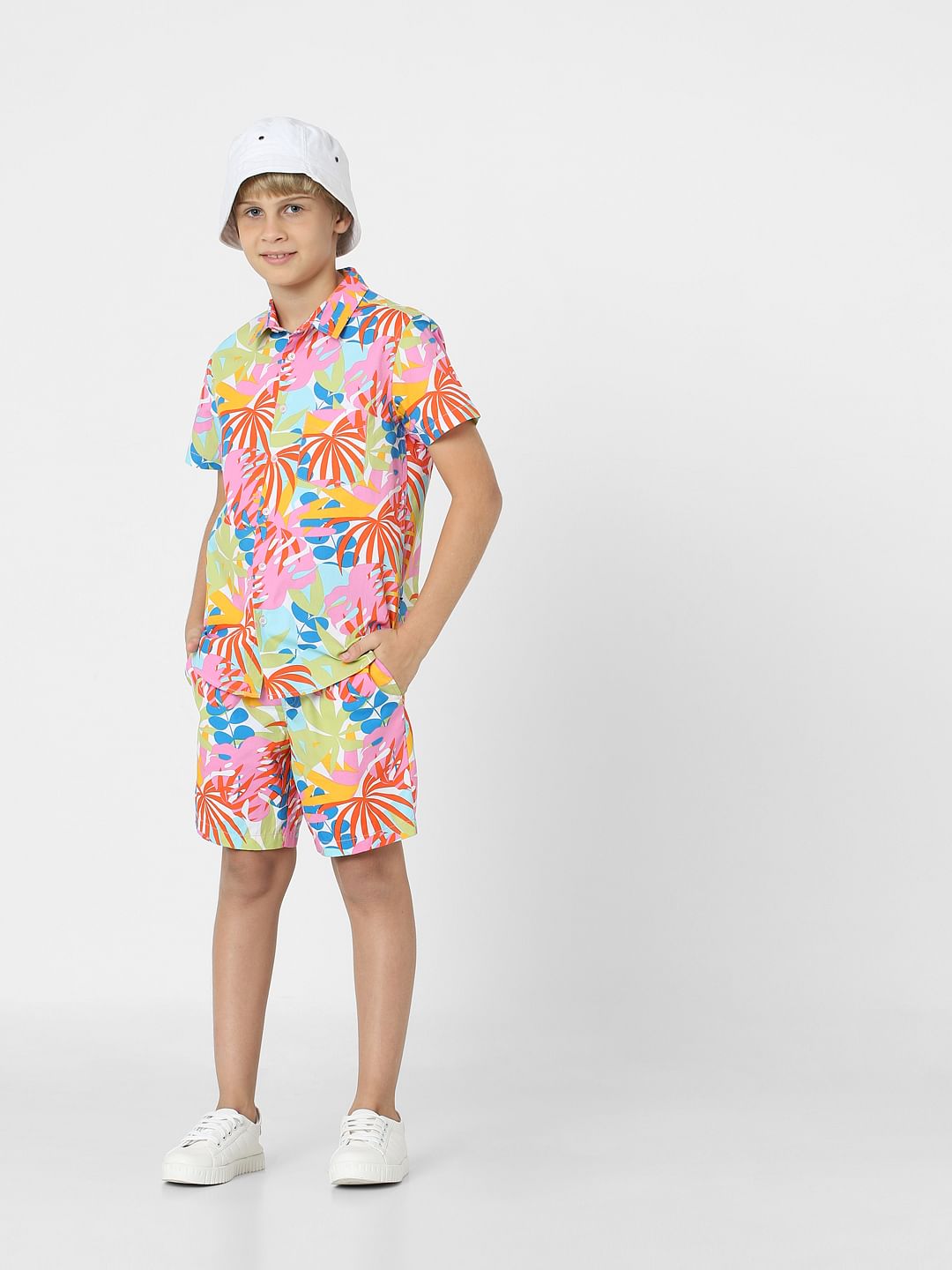 BOYS Pink Printed Co-ord Set Shorts