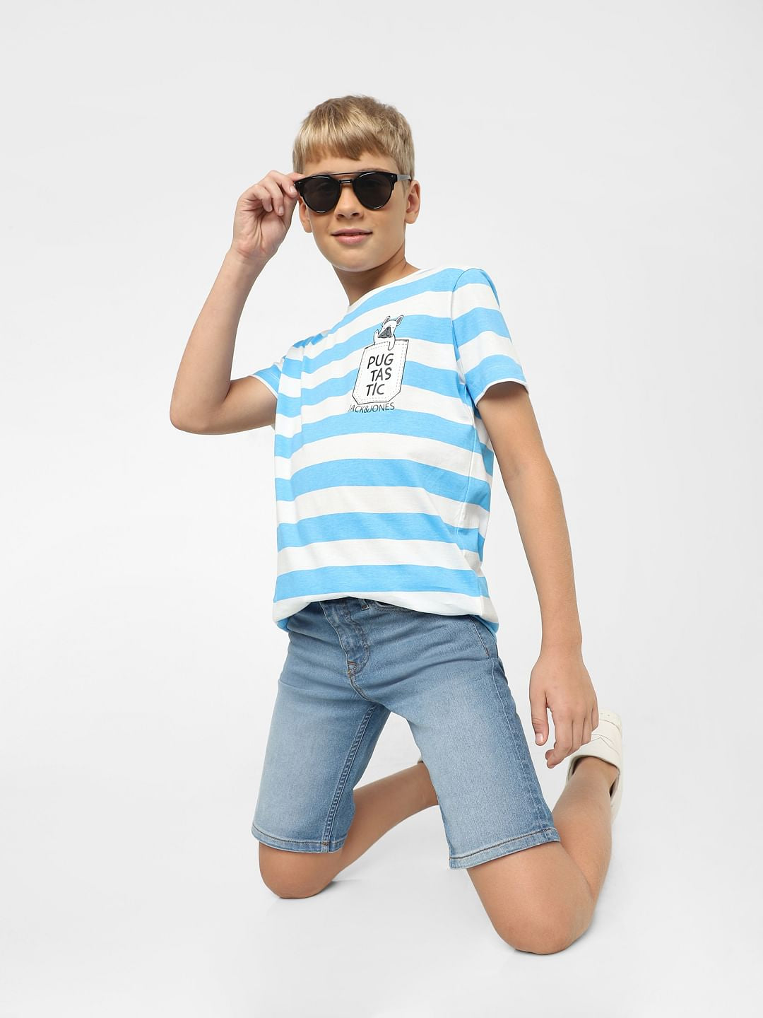 Boys Blue Mid Rise Denim Shorts