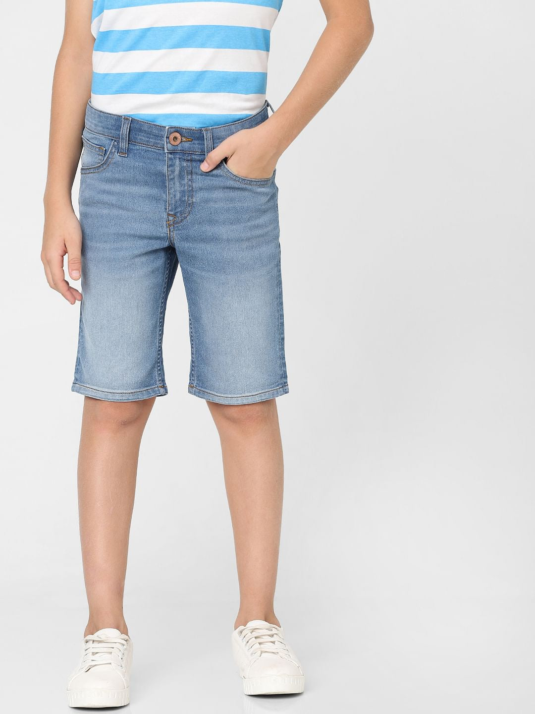 Boys Blue Mid Rise Denim Shorts
