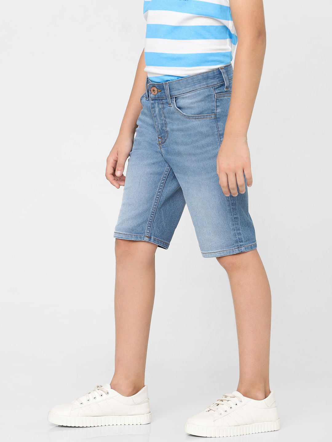 Boys Blue Mid Rise Denim Shorts