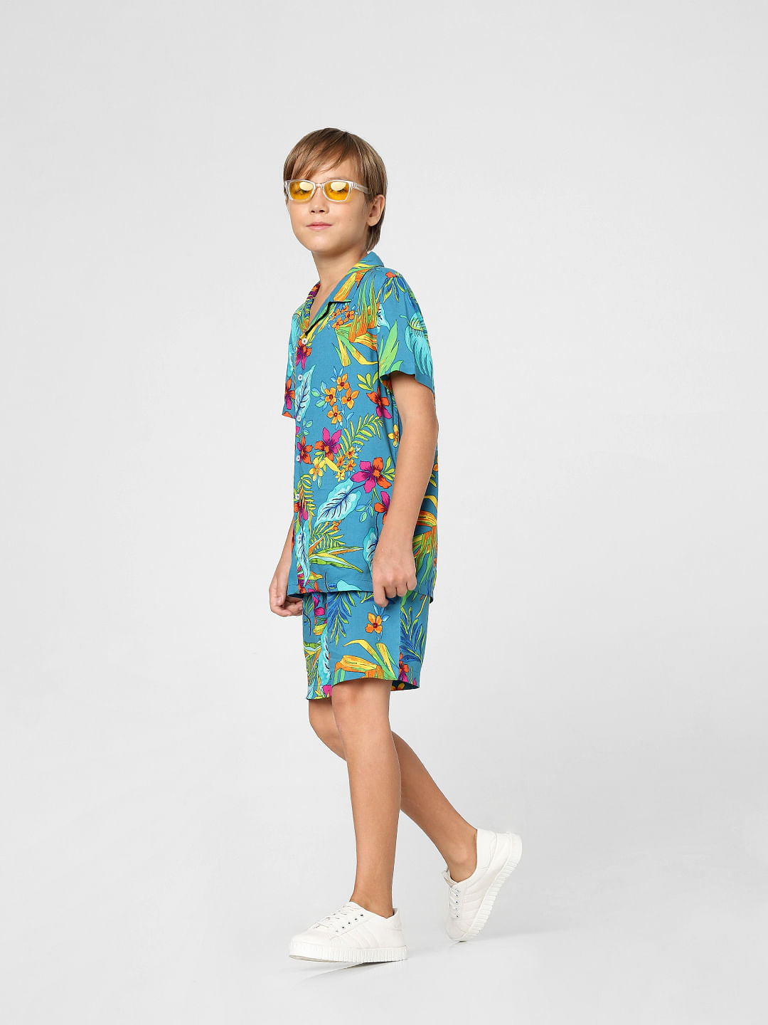 Boys Green Printed Shorts