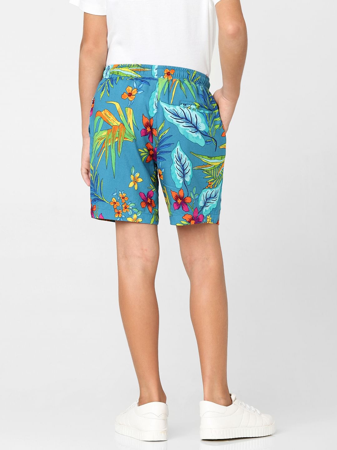 Boys Green Printed Shorts