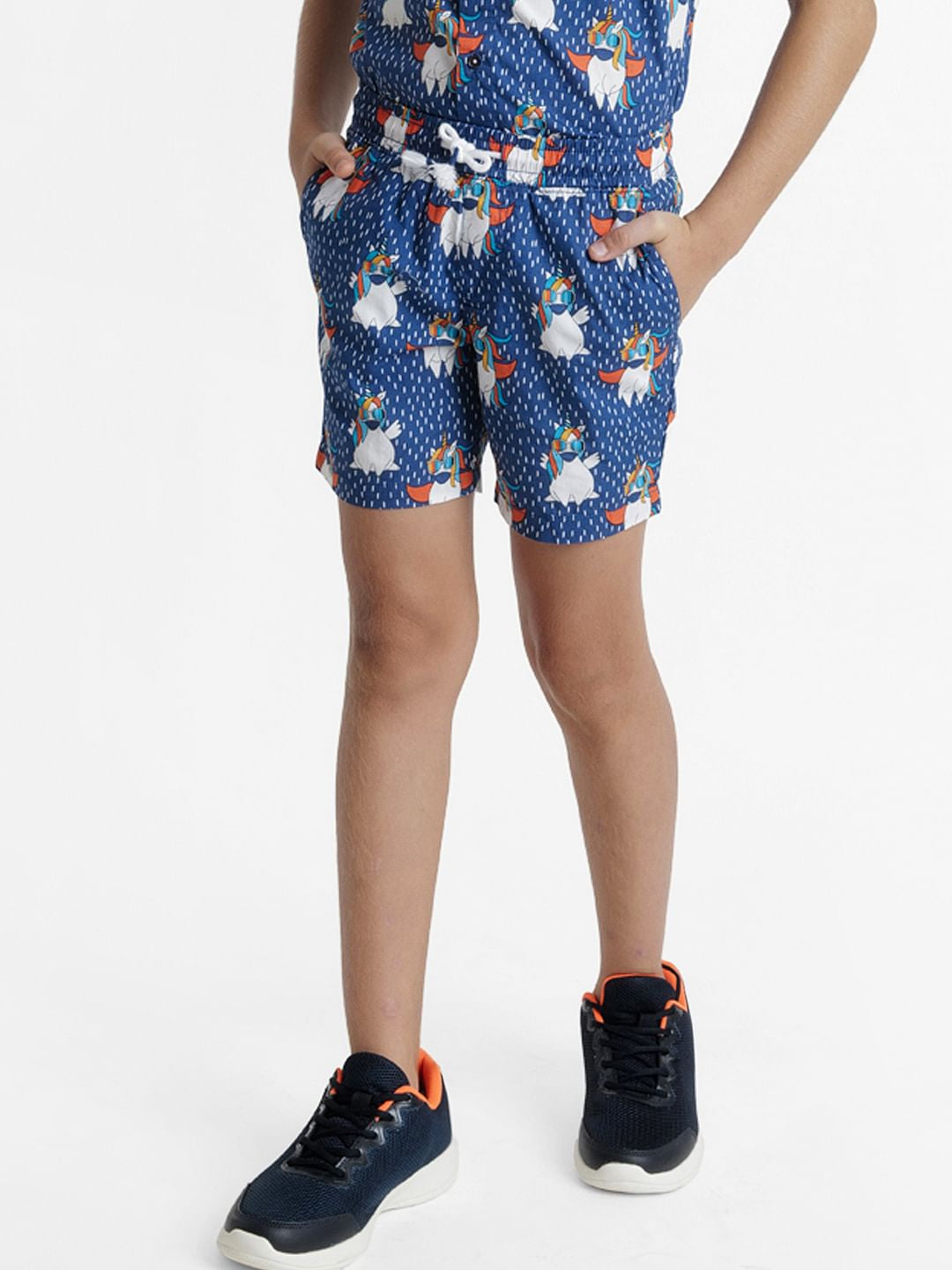 Blue Unicorn Print Co-ord Set Shorts