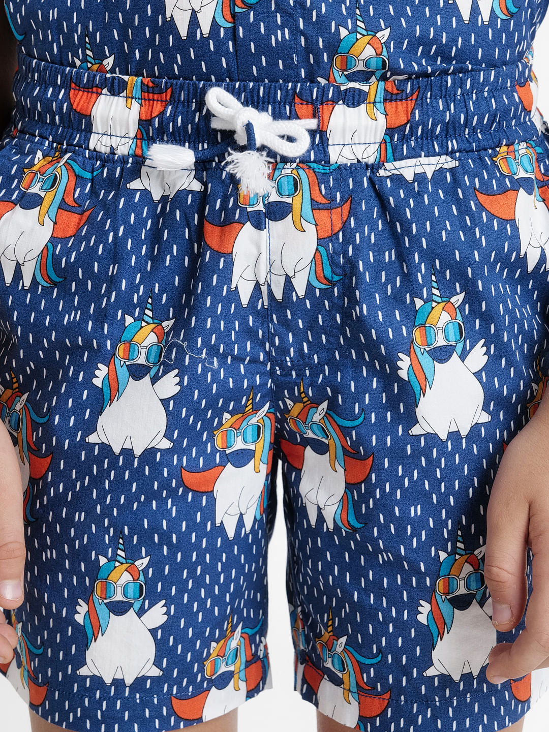 Blue Unicorn Print Co-ord Set Shorts