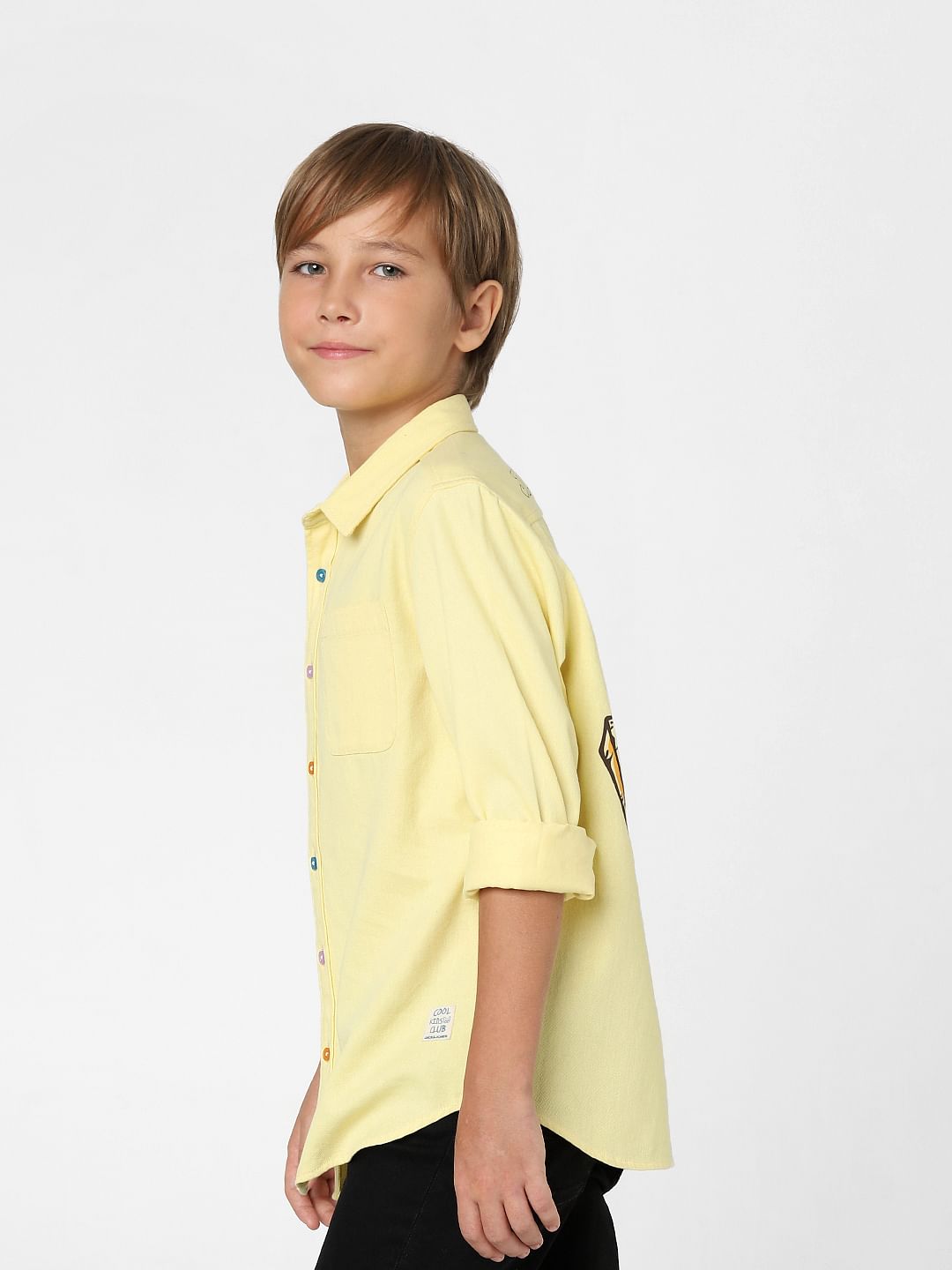 BOYS Yellow Printed Full Sleeves Shirt