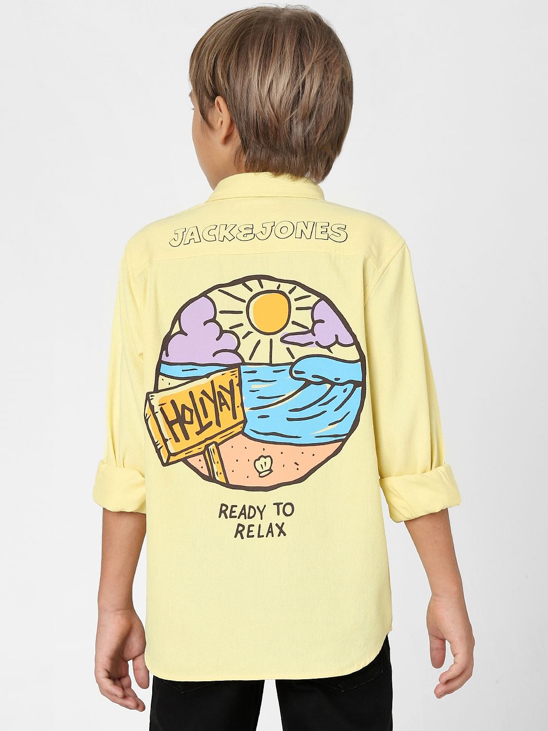 BOYS Yellow Printed Full Sleeves Shirt