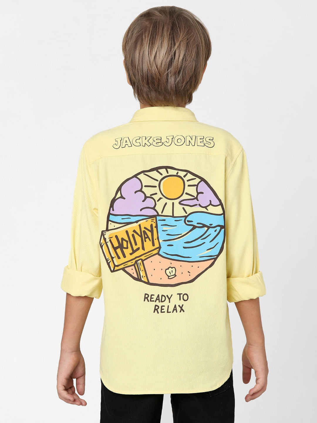 BOYS Yellow Printed Full Sleeves Shirt