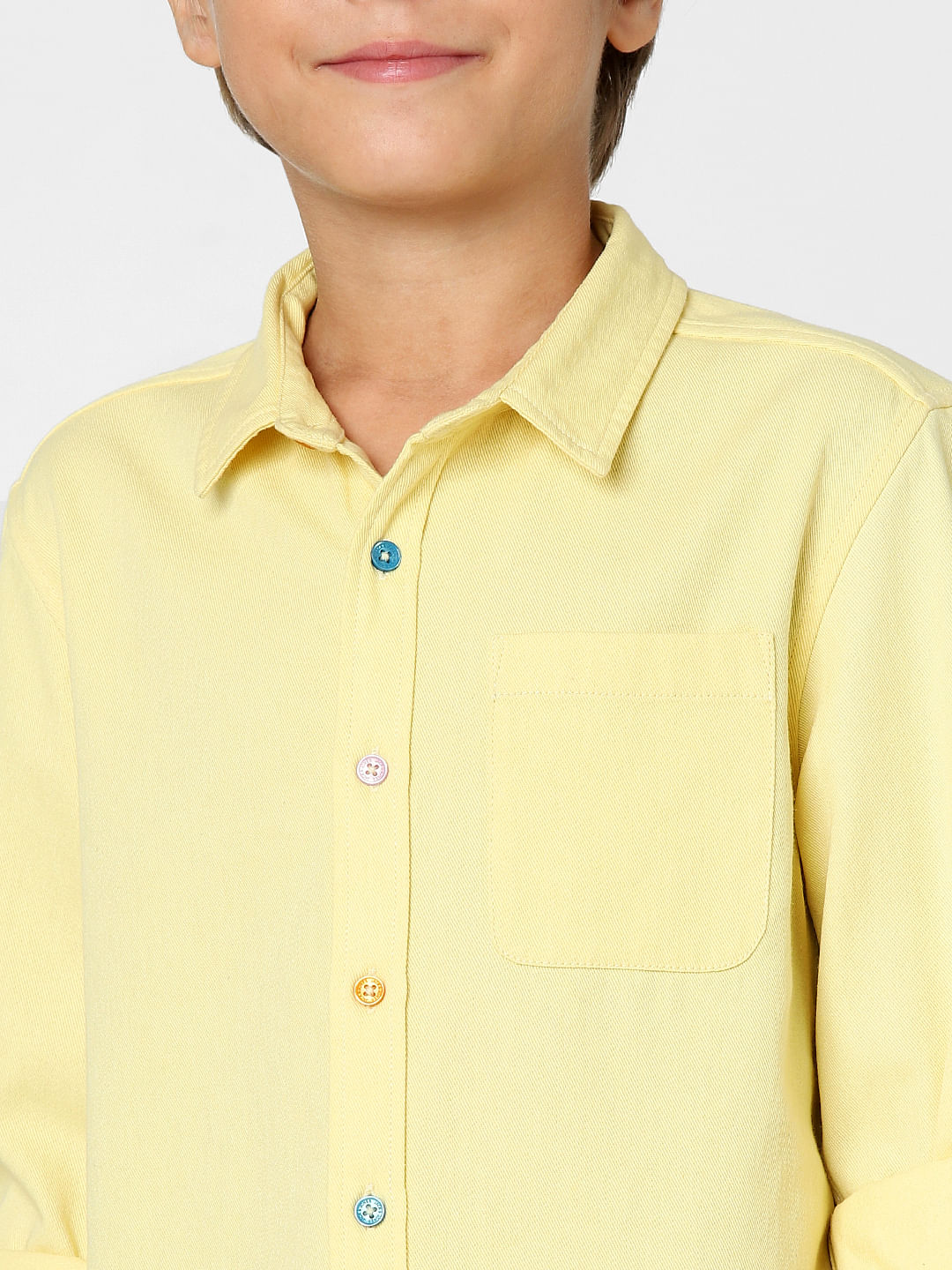 BOYS Yellow Printed Full Sleeves Shirt