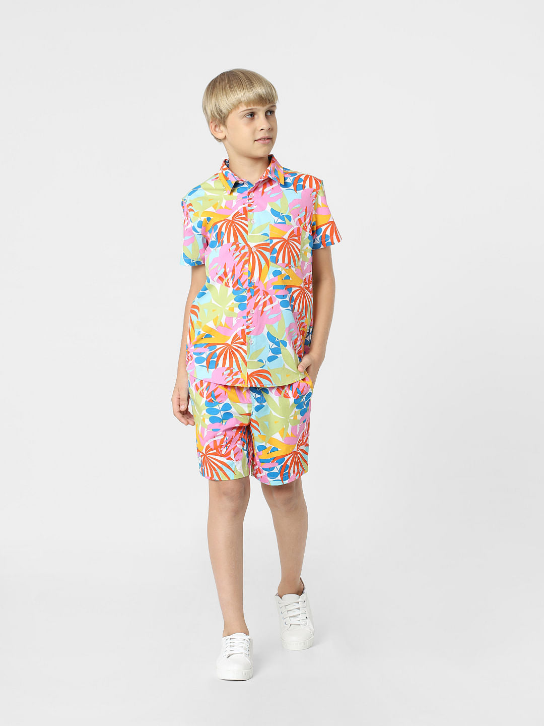 BOYS Pink Printed Co-ord Set Shirt