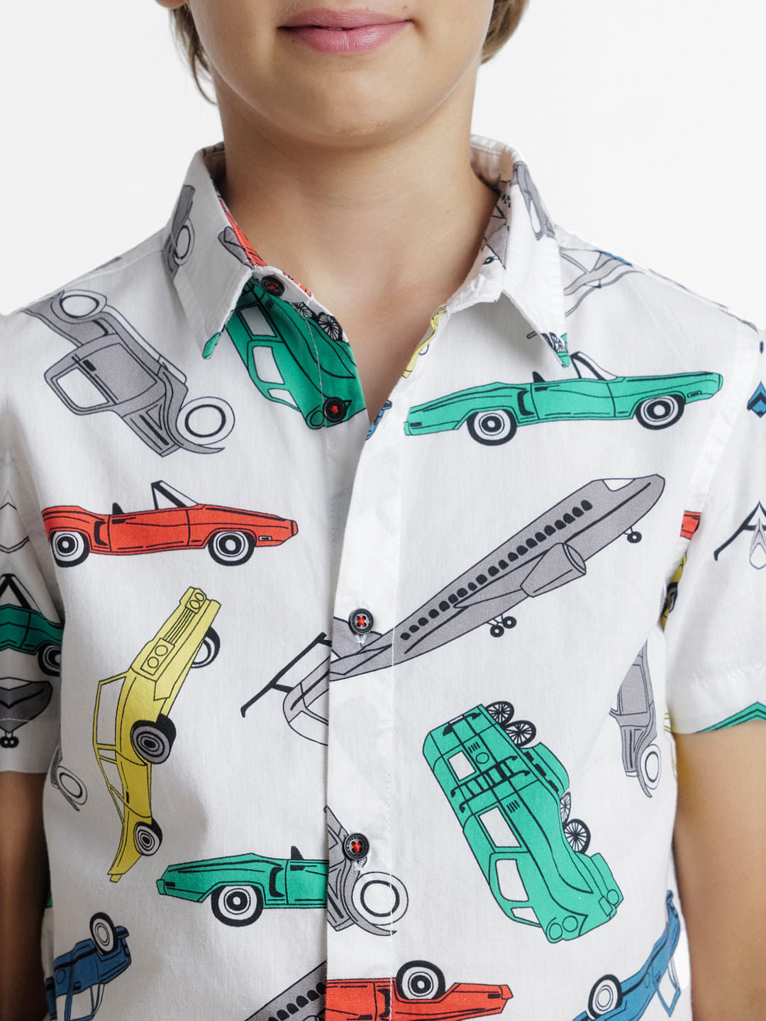 White Printed Short Sleeves Shirt