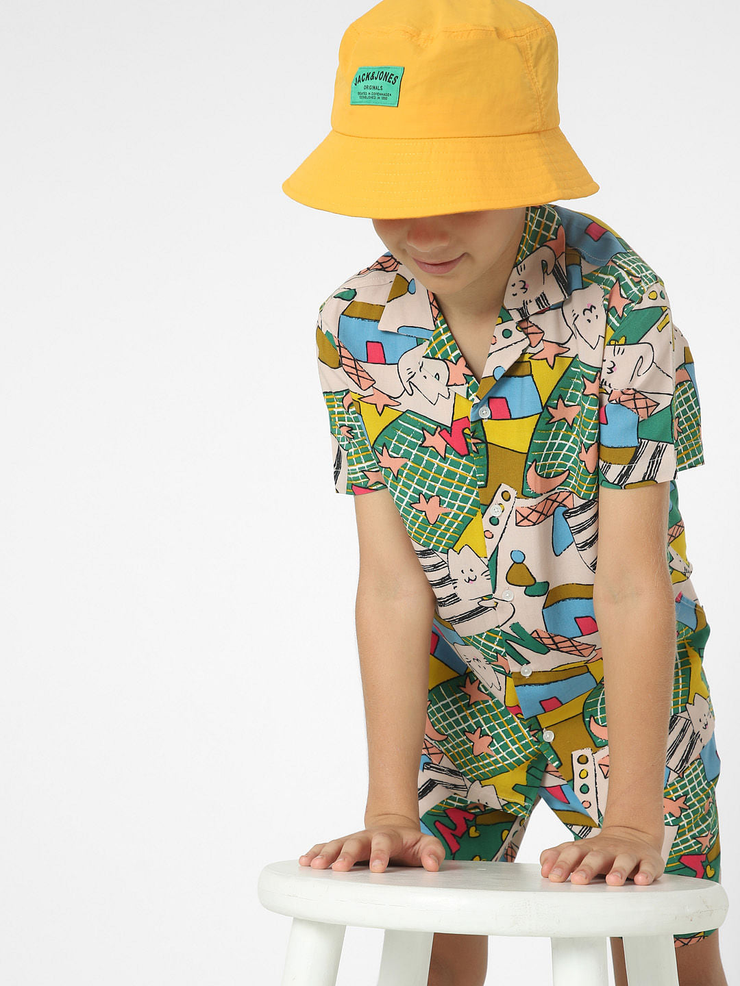 BOYS Green Printed Co-ord Set Shirts