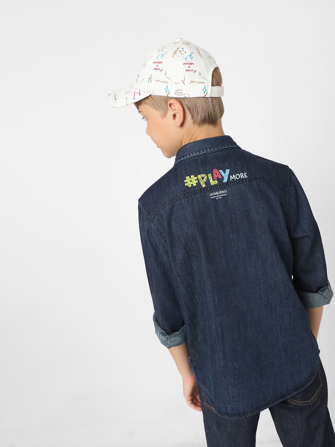 Boys Blue Denim Full Sleeves Shirt - Main Image