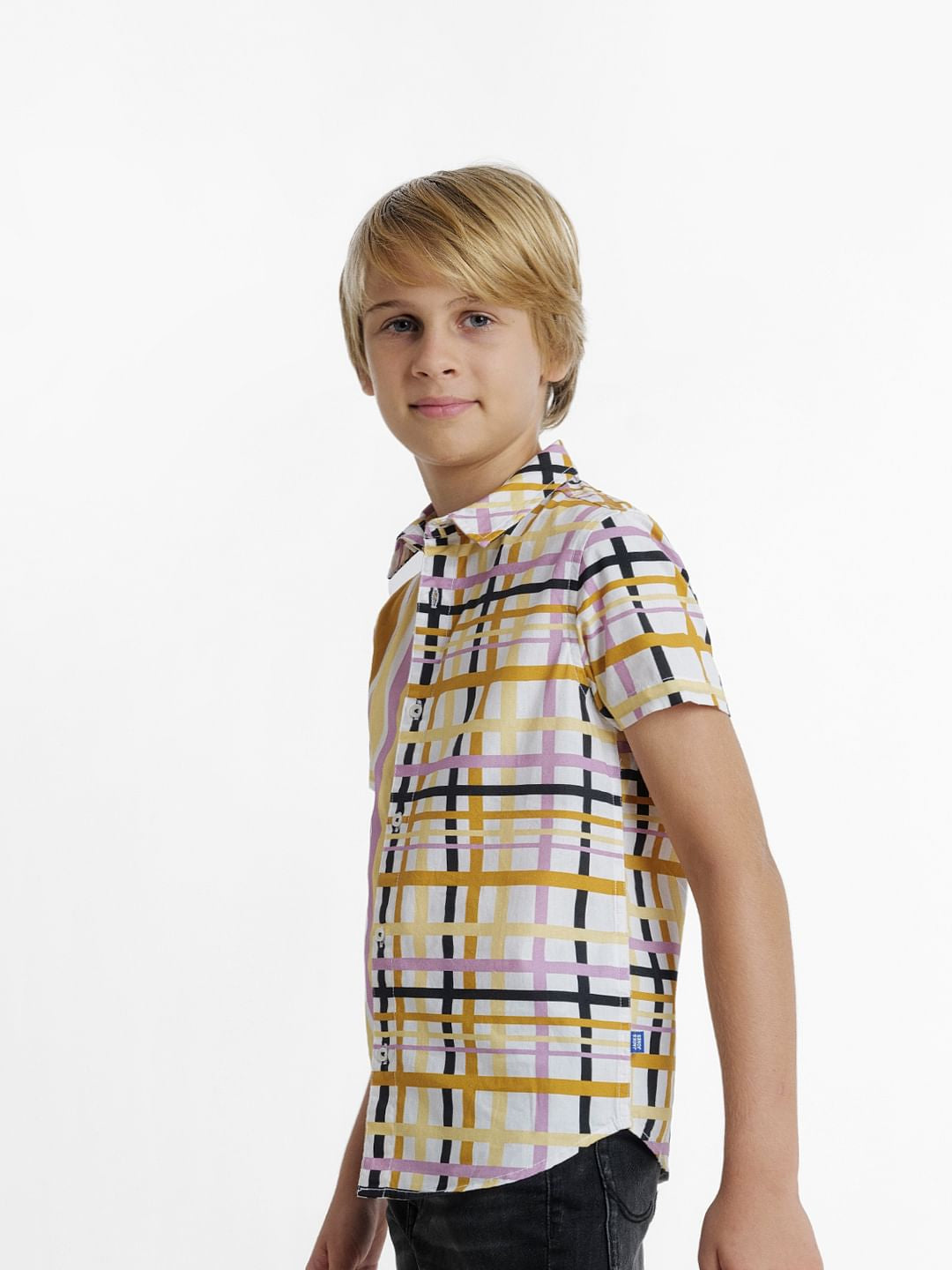 Yellow Printed Short Sleeves Shirt