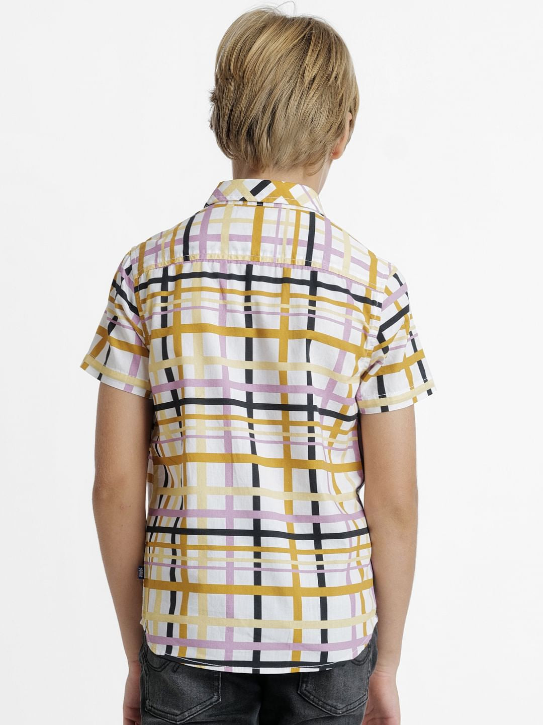 Yellow Printed Short Sleeves Shirt