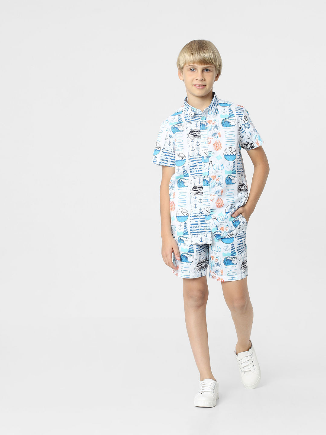 BOYS White Abstract Print Shirt