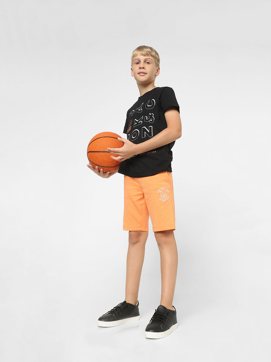 Buy Boys Orange Mid Rise Sweatshorts Onl...