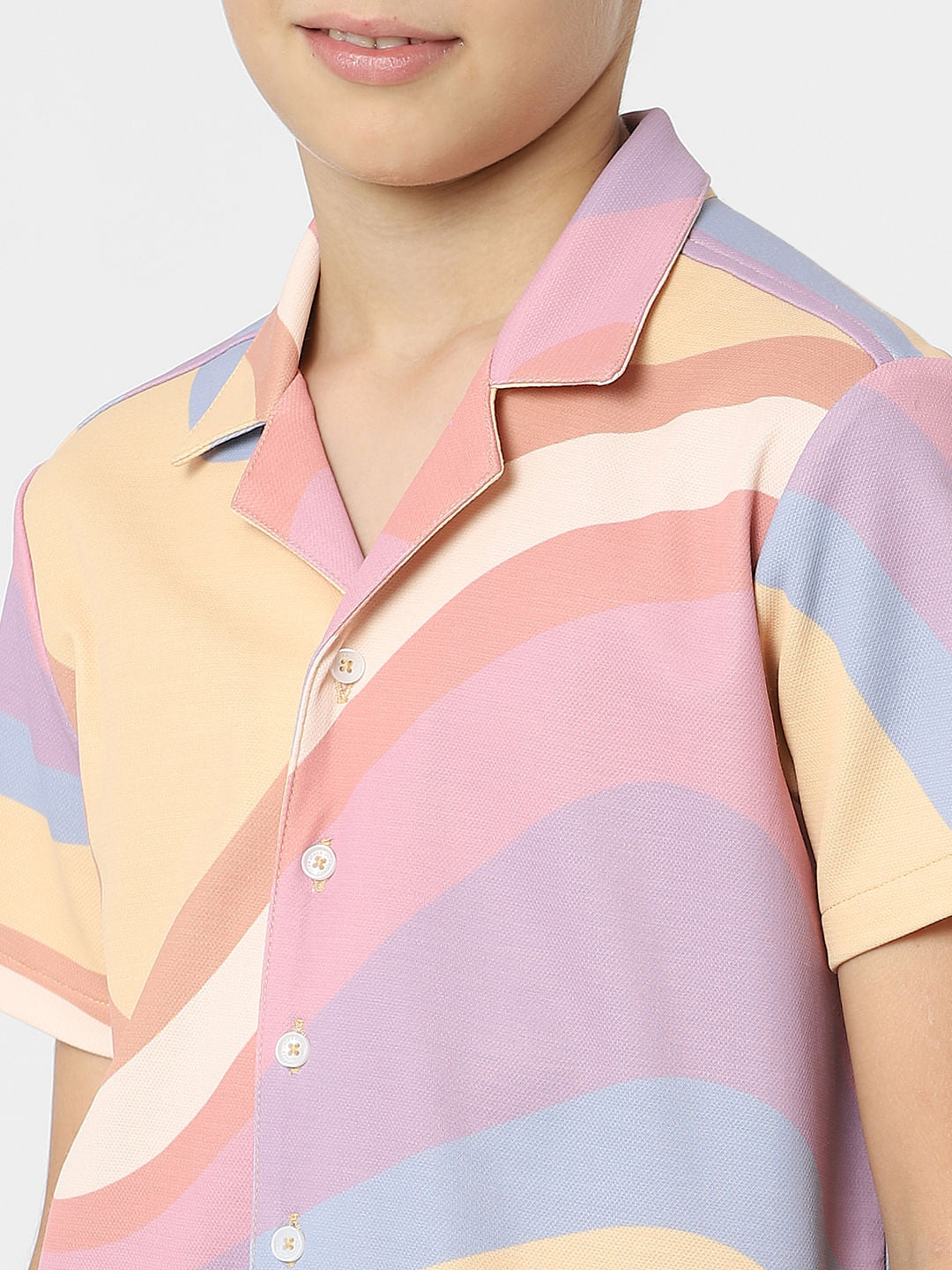 BOYS Pink Abstract Print Co-ord Set Shirt