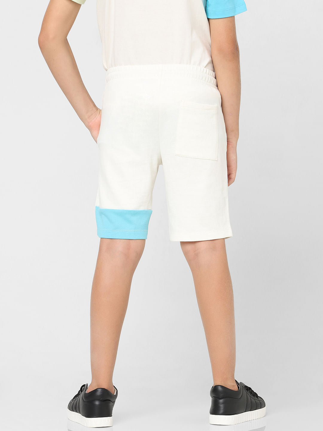 Boys Beige Colourblocked Co-ord Shorts