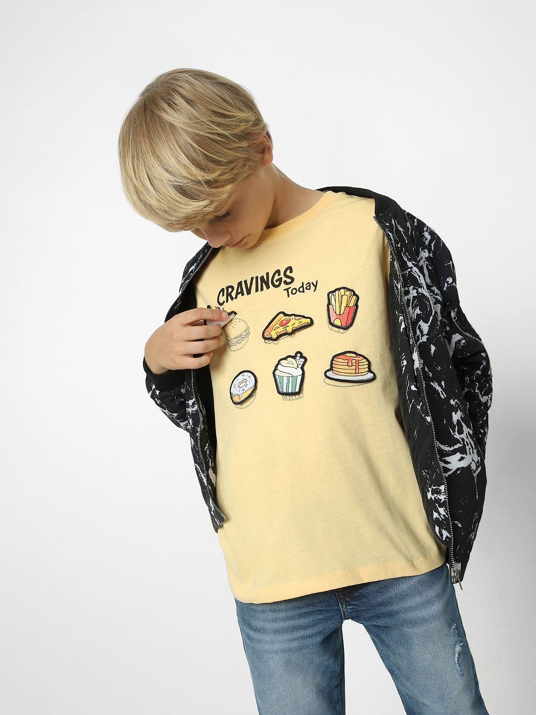 Boys Beige Graphic Print T-shirt