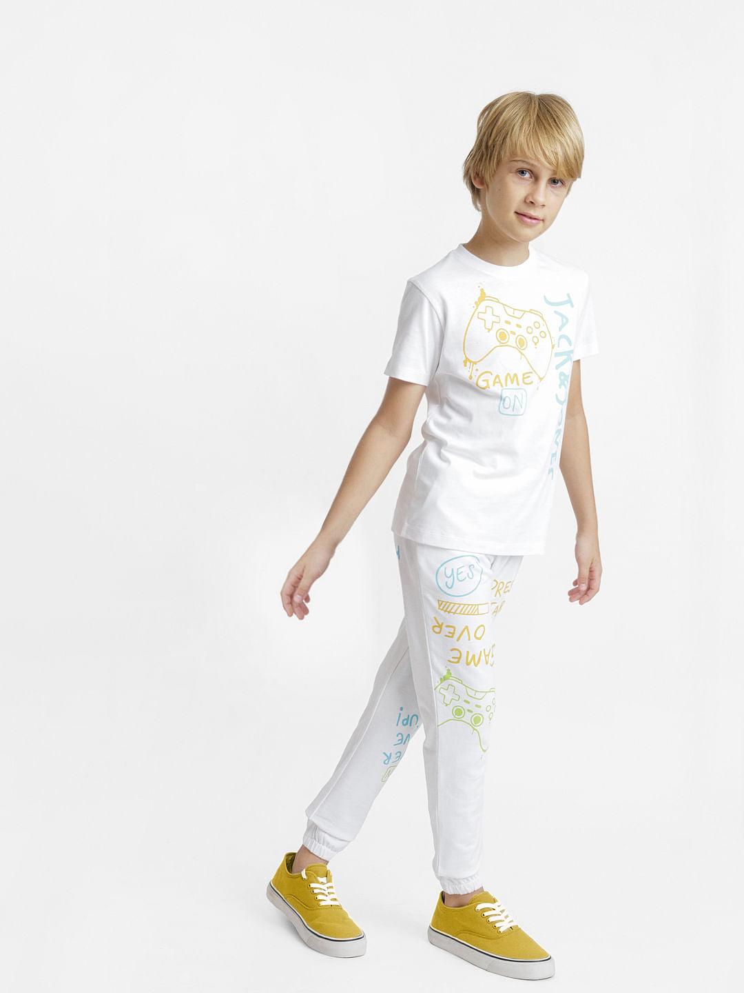White Gamer Print Co-ord Set T-shirt