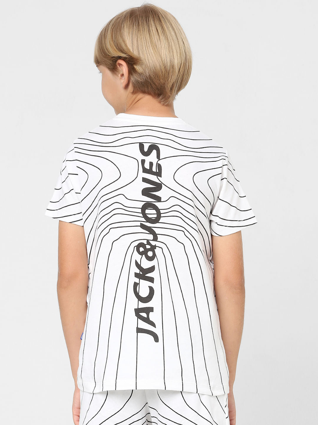 Boys White Printed Co-ord T-shirt